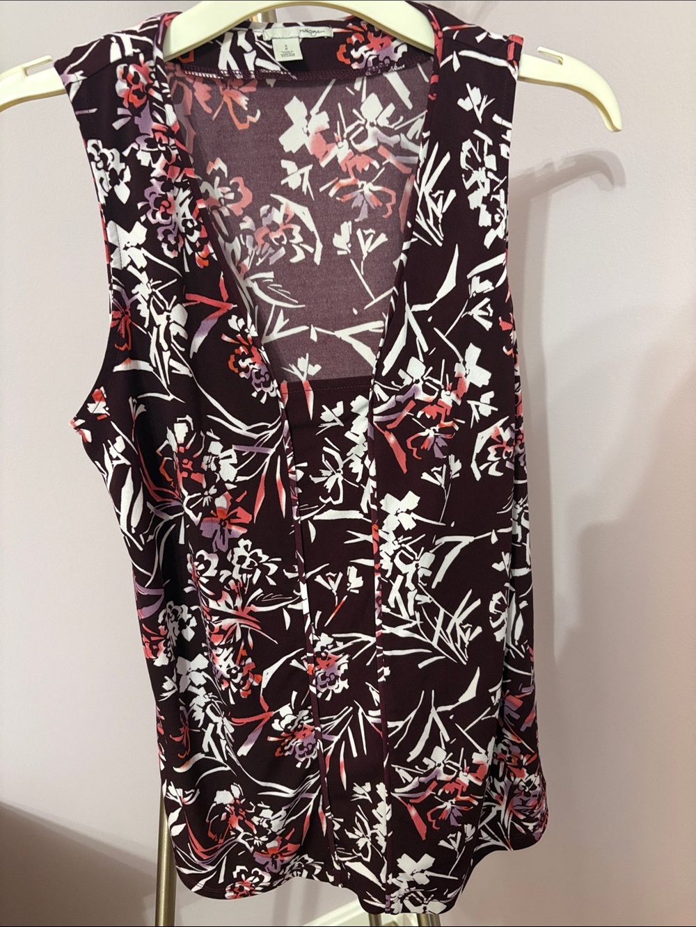 Halogen Purple Floral Sleeveless V-Neck Camisole